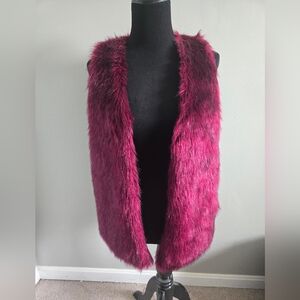Women's Faux Fur Vest - Rich Burgundy